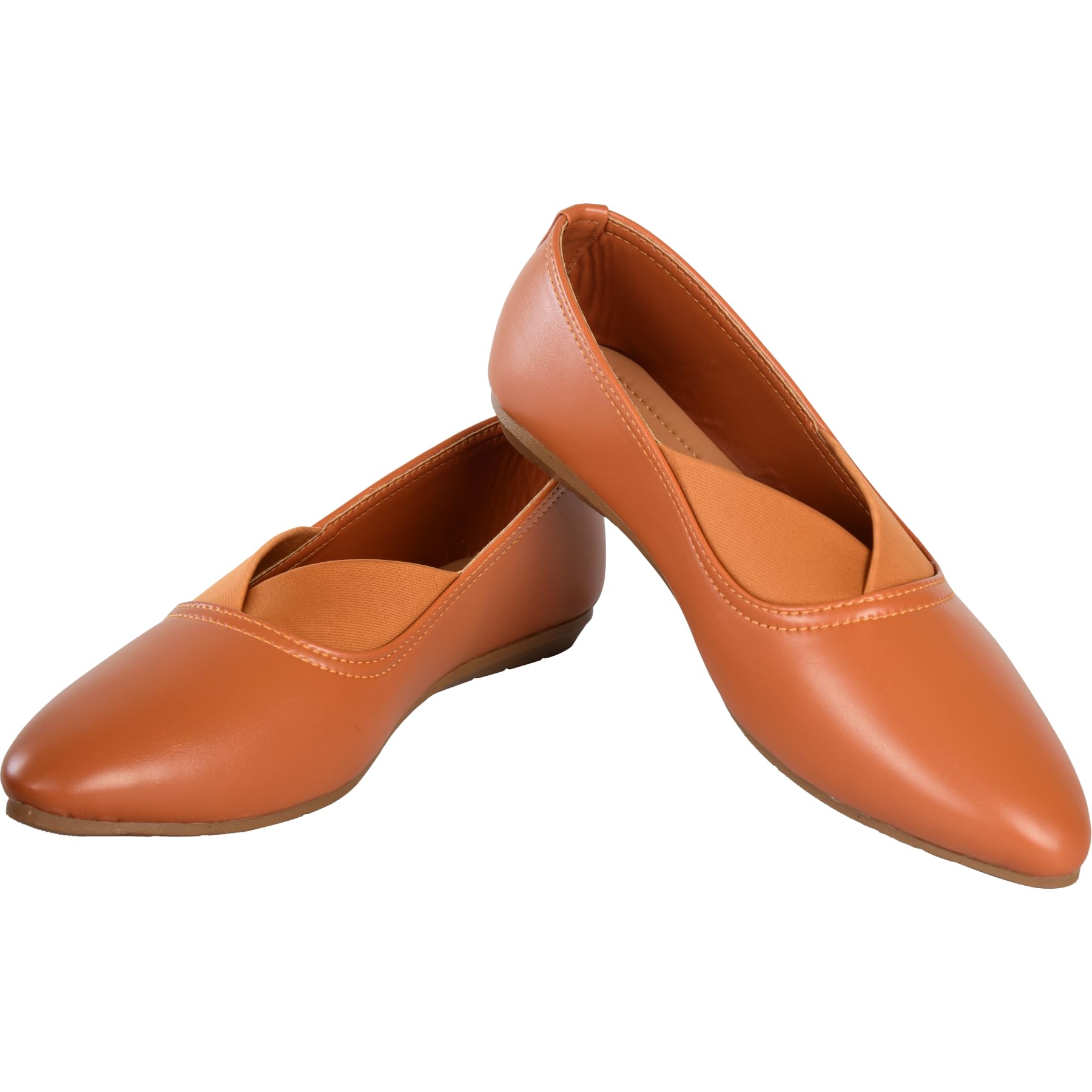 Women's Classic Ballet Flats | Rounded Toe | Synthetic - Tan
