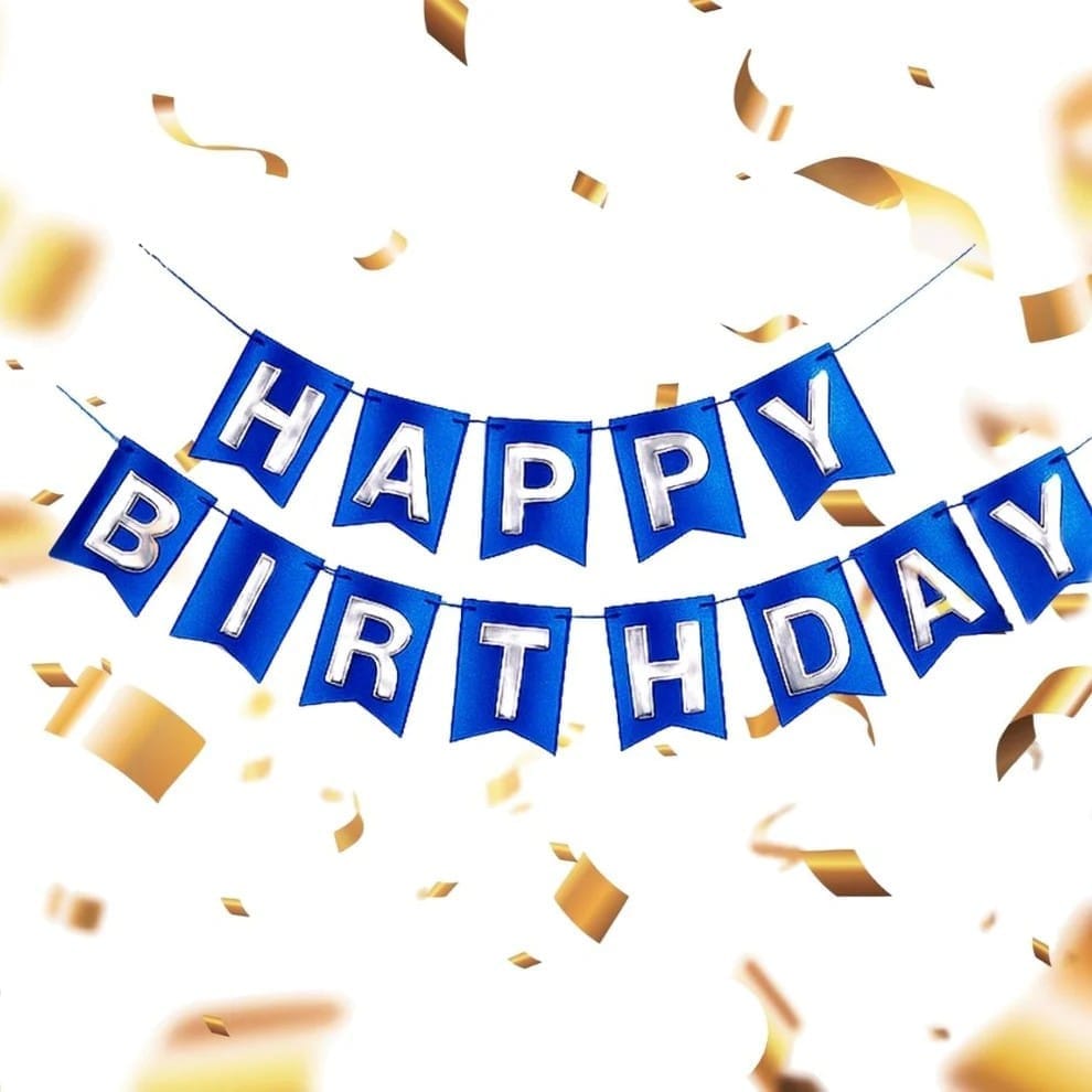 Metallic Blue Happy Birthday Banner - 1PC - Party and Festive Needs | Buy online on ZillyBuy