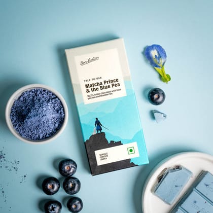 Bon Fiction Matcha Prince & The Blue Pea (Mini) - White Chocolate With Blue Pea Tea And Blueberies, 21 gm