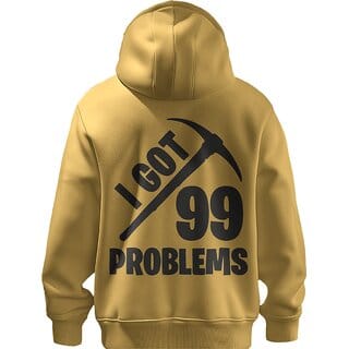 BULL CLOTHING Modern Mustard Yellow Hoodie for Men I Got 99 Problems with Pickaxe Print Trendy and Comfortable 