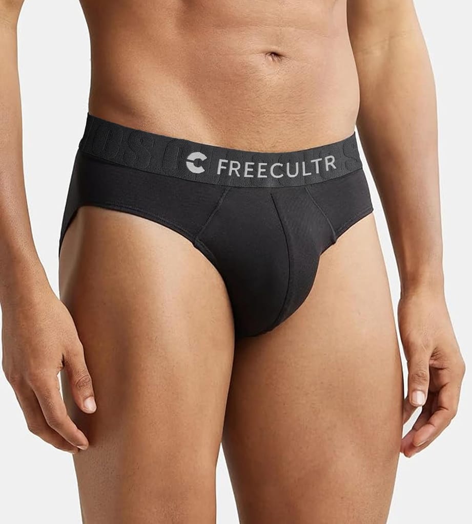 FREECULTR Men's Underwear | Micromodal Elastane Stretch Solid Brief with Ultrasoft Classic Waistband Black-L