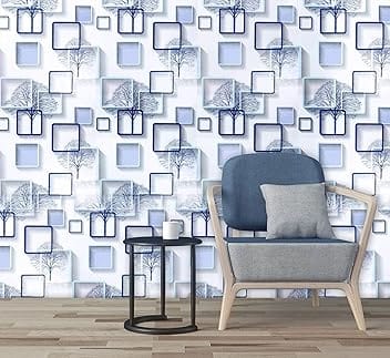 Eurotex Peel and Stick Wallpaper 17.71 in X 9.84 ft Self-Adhesive Removable Blue Abstract Wallpaper Decorative Wall Covering Vintage Wood Panel Interior Film for Home and Furniture Renovation