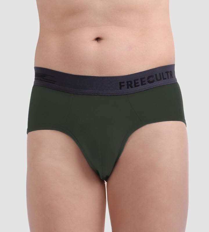 Freecultr Men's Underwear Anti Bacterial Micromodal Airsoft Brief - Non Itch No Chaffing Sweat Proof Pack of 1-Seaweed Green
