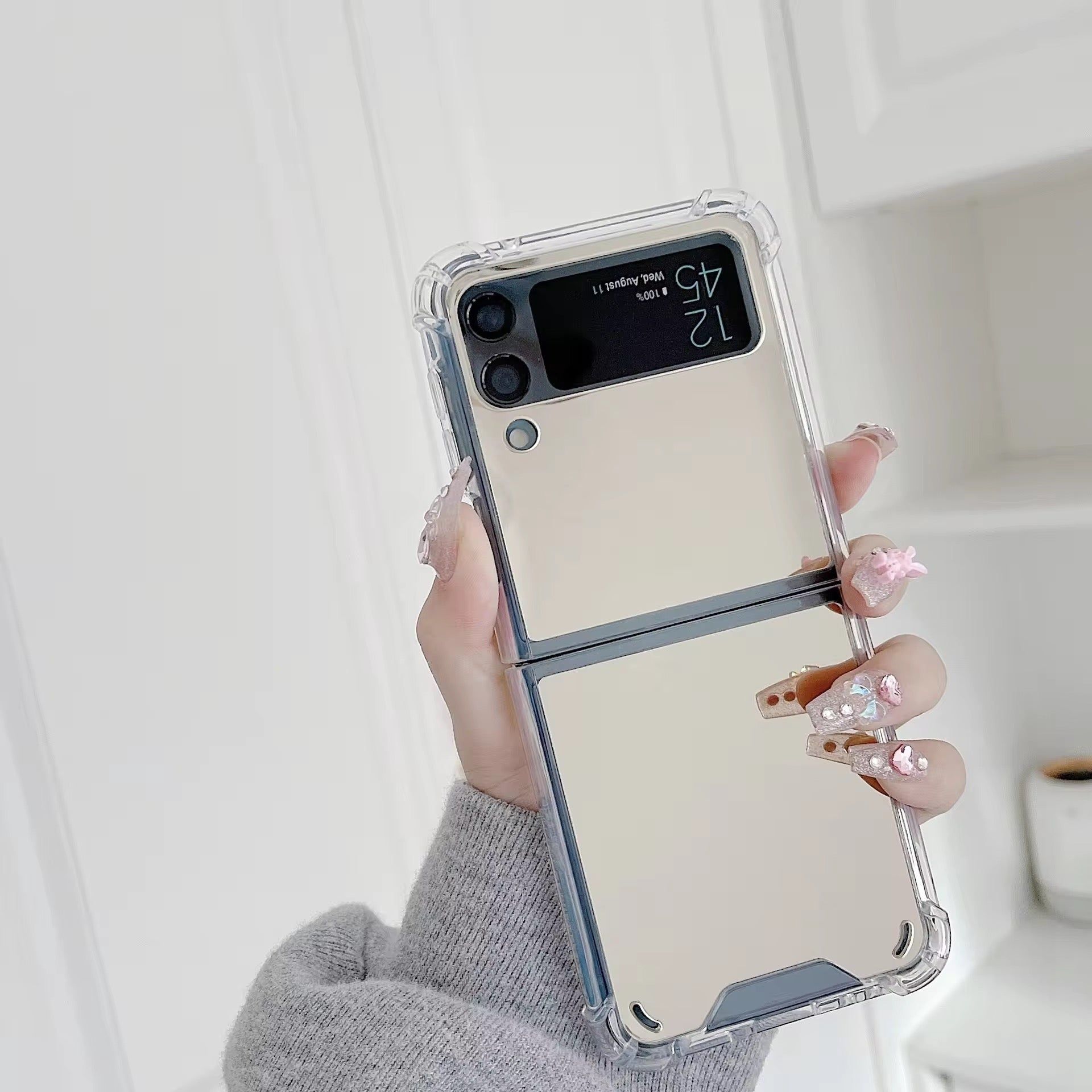 Mirror Reflective Samsung Z Flip Cases-Samsung Z Flip 4 / Silver