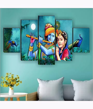 SNDArt Set Of 5 Radha Krishna Wall Paintings For Living Room 18 x 30 inch