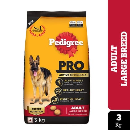 Pedigree PRO Adult (18 Months Onwards) Large Breed Dry Dog Food 3kg