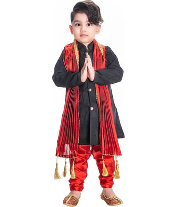s muktar garments Baby Boys Cotton Solid - Pattern Kurta Pyjama Set ( Black , Pack of 1 )