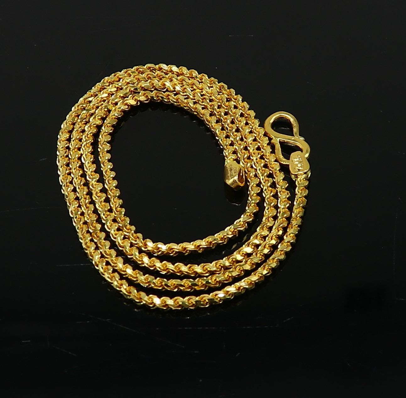Solid 22k yellow gold handmade fabulous Rope chain necklace excellent gold unisex chain certified best gifting jewelry men's girls gch578-18