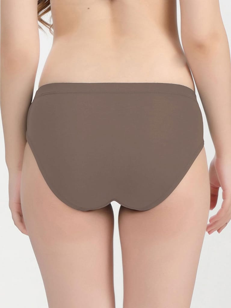 Freecultr Women’s Micromodal Mid-Rise Hipster | Super Soft & Breathable Fabric | Medium Rear Coverage | Comfortable Stretch Elastic | Pack of 3 |Color - Clay,Coffee,Sable Black