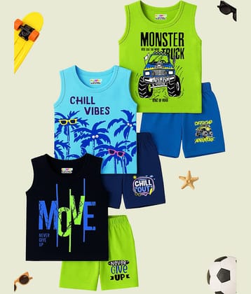 Kuchipoo Pack of 3 Boys Cotton Blend T-Shirt & Shorts Set ( Multicolor 7 )