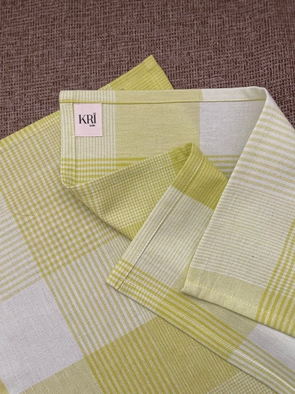 KRI India The Minimalist Set of 5 Kitchen Napkins-Lime Green | Lime Green & White | 16x16 inches | Wash & Care | 100% Cotton | Handcrafted in India. 100% organic & natural.