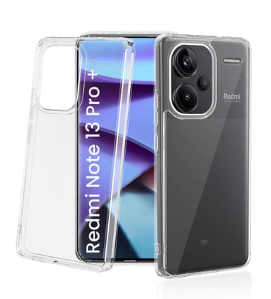 Ice Crystal Series Hybrid Transparent PC Military Grade TPU Back Cover for Redmi Note 13 Pro+ Plus 5G, 6.67 inch, Crystal Clear