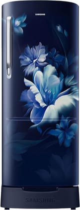 Samsung 183 L, 3 Star, Digital Inverter, Direct-Cool Single Door Refrigerator (RR20D1823UZ/HL, Midnight Blossom Blue, Base Stand Drawer)