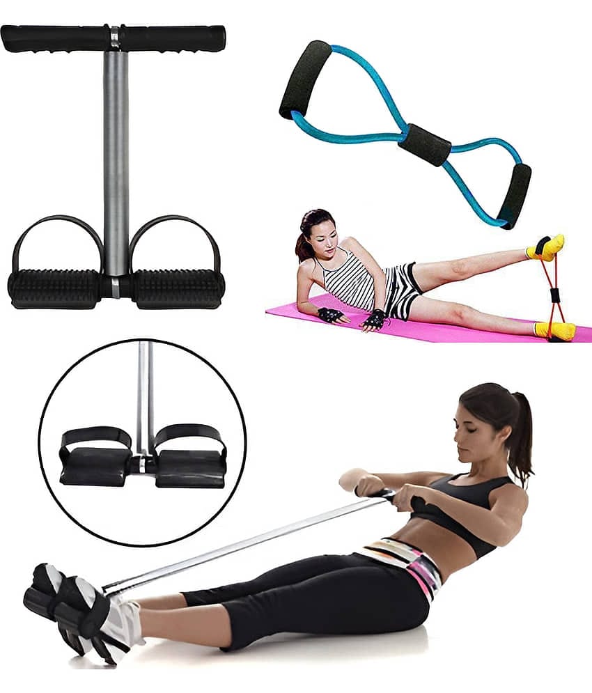 Tummy Trimmer Single Spring Black With Chest Expander Rope Weight Loss Abdominal Exerciser Belly Fat Reducer Abs Exerciser Home Gym.