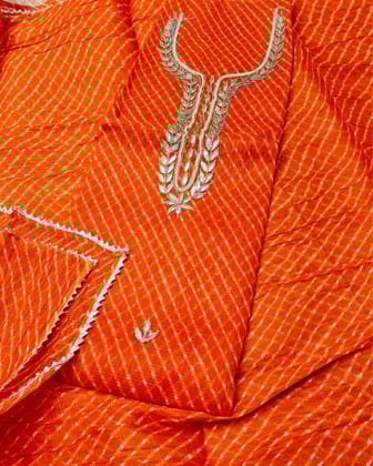Pankhudi Gota Patti Kota Cotton Silk Orange Suit