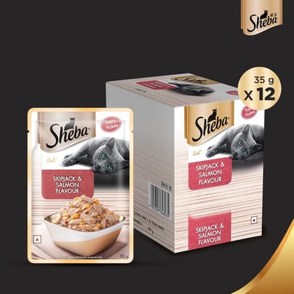 Sheba Rich Premium Skipjack & Salmon Adult (1 + Years) Wet Cat Food (35gx12) Sheba Rich Premium Skipjack & Salmon Adult (1 + Years) Wet Cat Food (35gx12)