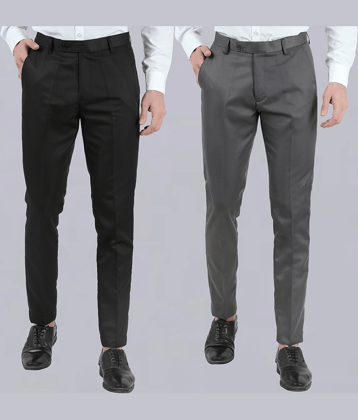 VEI SASTRE Multicolored Slim Formal Trouser ( Pack of 2 )