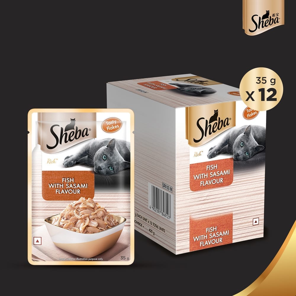 Sheba Rich Premium Fish with Sasami Adult (1 + Years) Wet Cat Food (35gx12)