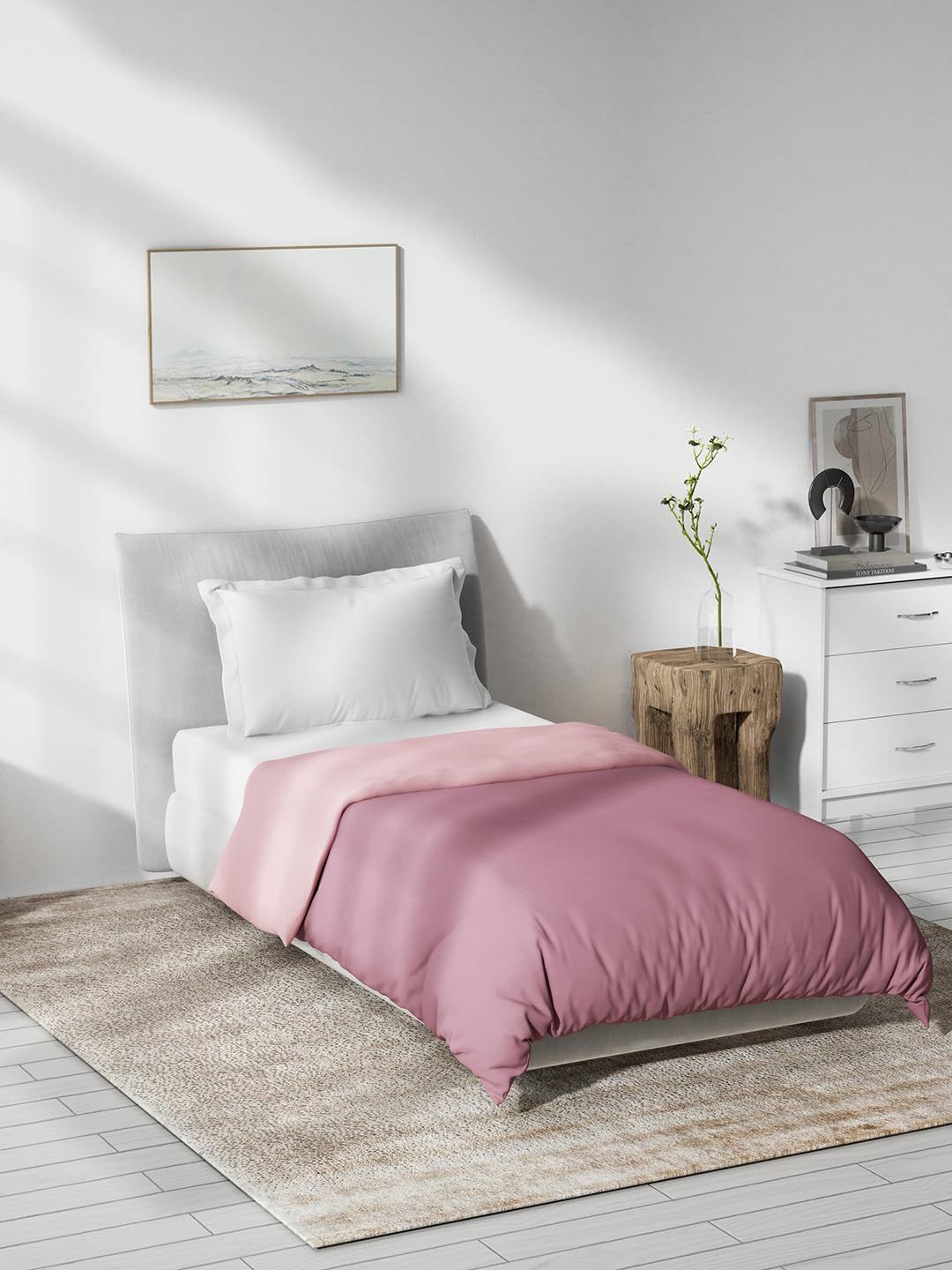 DDECOR - Spectrum Collection 100% Cotton Plain & Texture Pattern 180TC Single Quilt|229 CM X 274 CM| - Pink