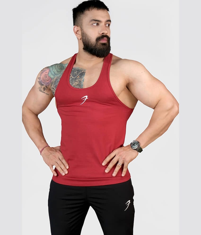Fuaark Red Cotton Regular Fit Men's Tanks ( Pack of 1 )
