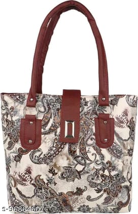 Women's Paisley Printed Handbag with Double Handles and Magnetic Snap Closure