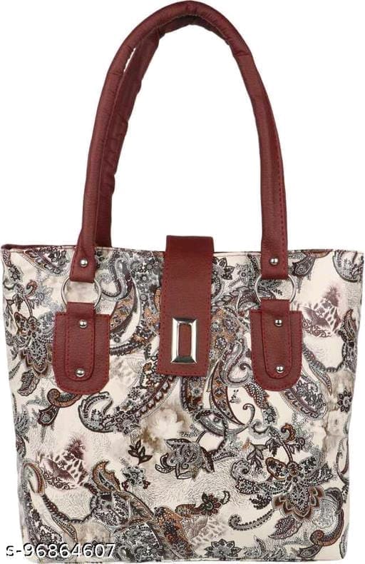 Women's Paisley Printed Handbag with Double Handles and Magnetic Snap Closure
