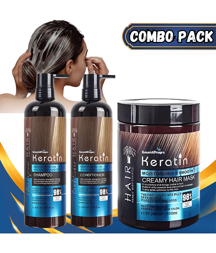 Hair Repair Combo With Anti Dandruff Keratin Hair Mask, Shampoo & Conditioner | Hair Care Combo Use for Men And Women