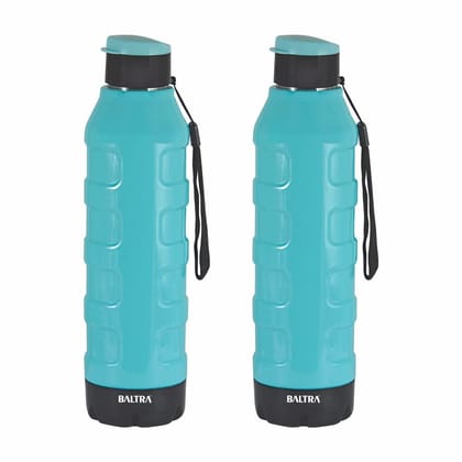 BALTRA Rush Hot and Cold Water Bottle I Leak Proof Lid I Drinking Water Bottle For Home, Office, Gym | Stainless Steel Water Bottle With Inner Steel and Outer Plastic (Turquoise,700ml) Pack of 2