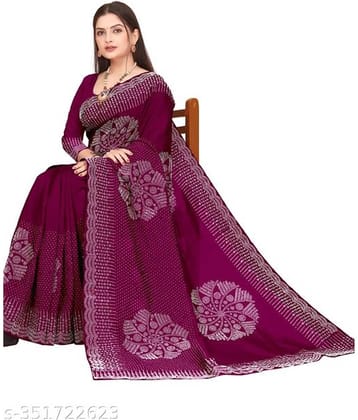 Shivadit ethnic Chiffon Cut Outs Saree With Unstitched Blouse Piece ( Purple )