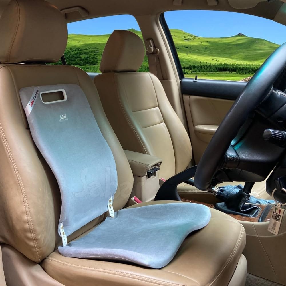 Sabar Orthopedic Lumbar Back Support Seat Add-on for Office Chair & Car Seat BACKGUARD  3090XC | Adjustable Backrest with Pelvic Stabilization (Grey)