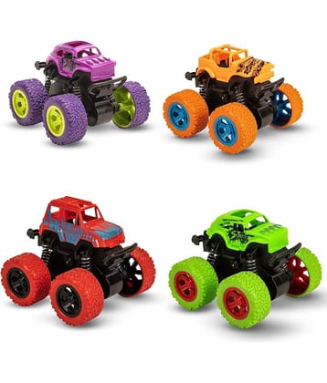 Mini Truck for Kids Boys Girls 3 4 5 6 7 8 Year Old, Push and Go Friction Powered Car Toys, Birthday Party Gift for Kids (Pack of 4, Multicolor)