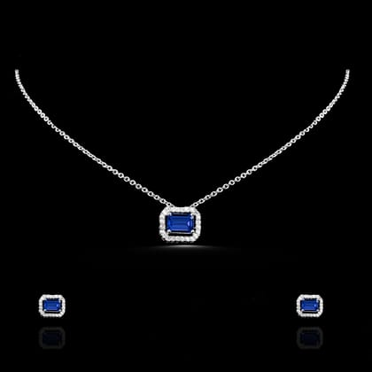 Indigo Baguette Zircon Necklace-set