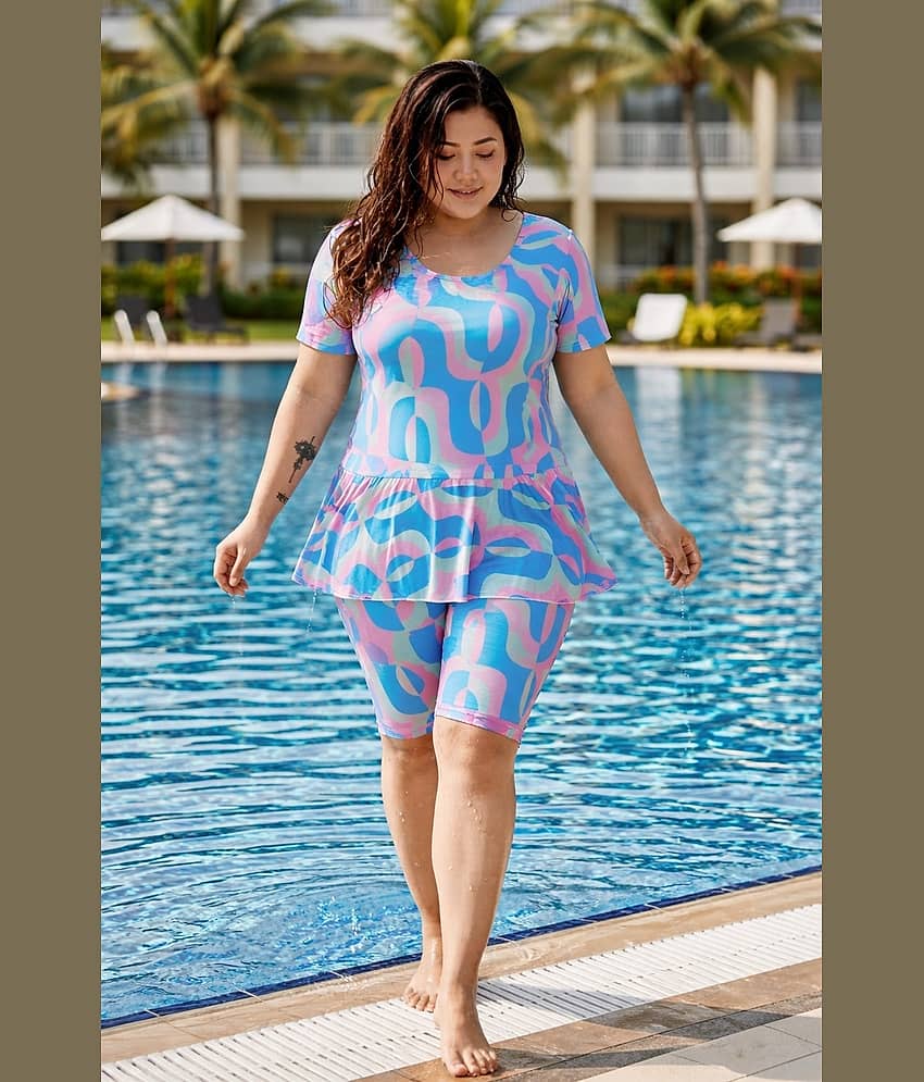 Aarika Women Nylon Bodysuit ( Light Blue )