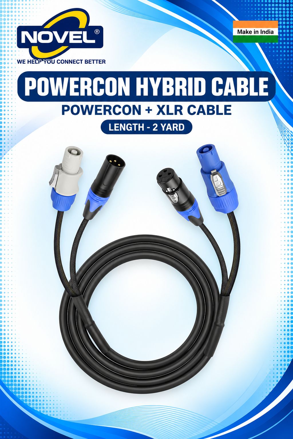 NOVEL POWERCON / XLR HYBRID CABLE 2 YARD