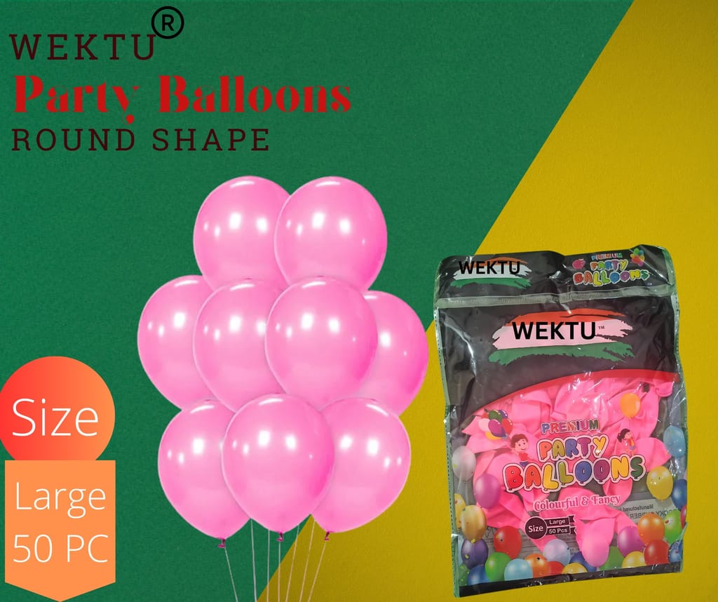WEKTU Party Balloons - Large, 50 Pcs, Round Shape -Pink & Fancy - Party and Festive Needs | Buy online on ZillyBuy