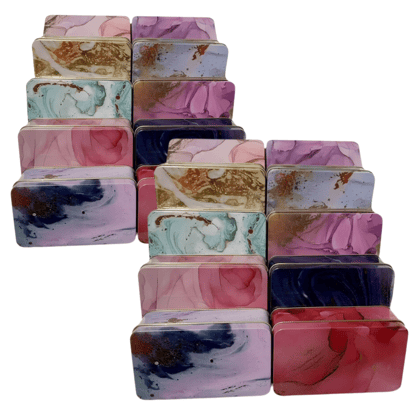 Bulkhunt Mini Marble Style Tin Box 20Pcs/Set Small Containers with Lid Storage