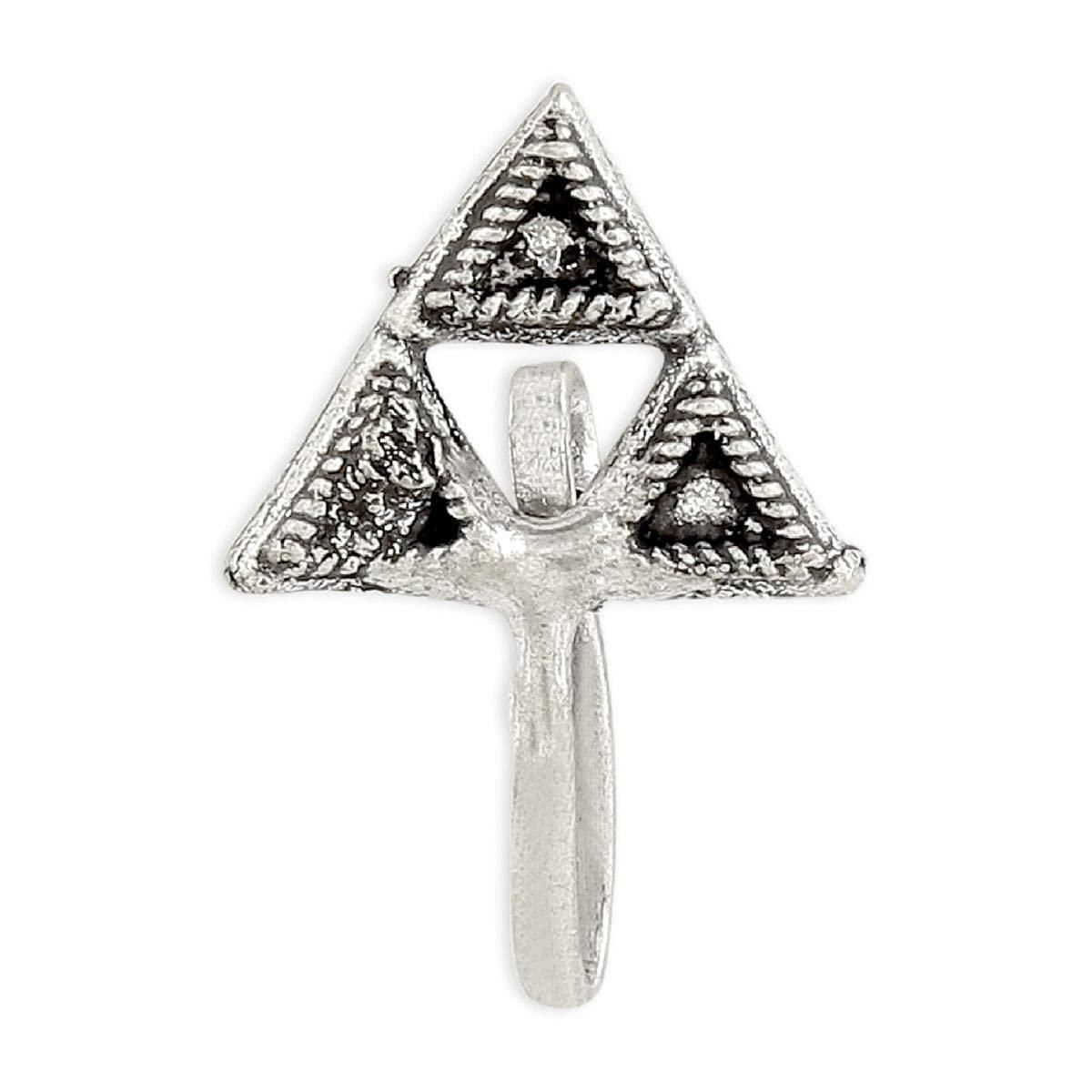 Traditional Rhodium Plated Triangular Nose Pin