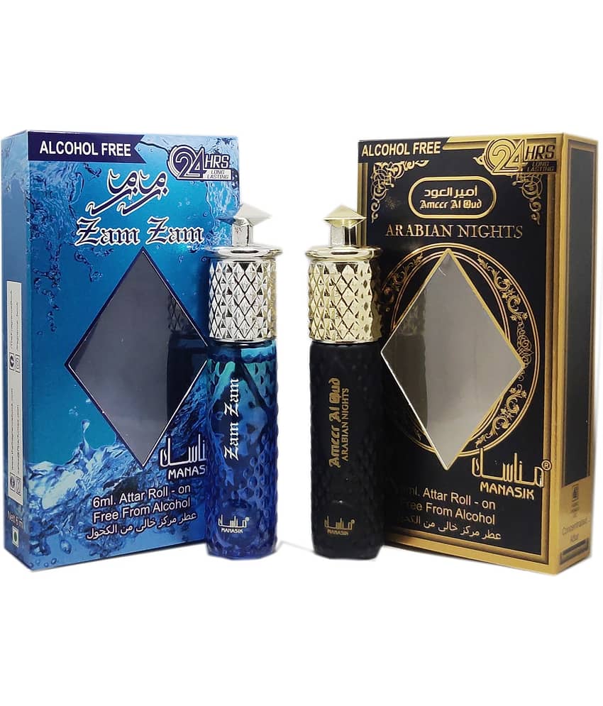MANASIK ARABIAN NIGHT  & ZAM ZAM  Concentrated   Attar Roll On 6ml .  ( COMBO SET )