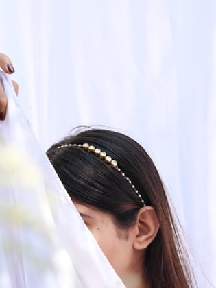 Sadia Kundan Pearl Headband-Gold