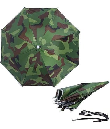 Infispace Headwear Cap Umbrella Army Color Soft Durable, Adjustable Elastic, (21) Size Fits All Ages Plastic Hat Cap Umbrella for Kids, Men/Women and Adults Rain Protection Headwear Hat Umbrella (Army) Pack of 1