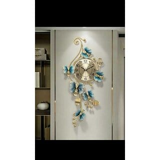 Amhomedecor Analog 55 cm X 95 cm Wall Clock (Gold, Without Glass, Standard)