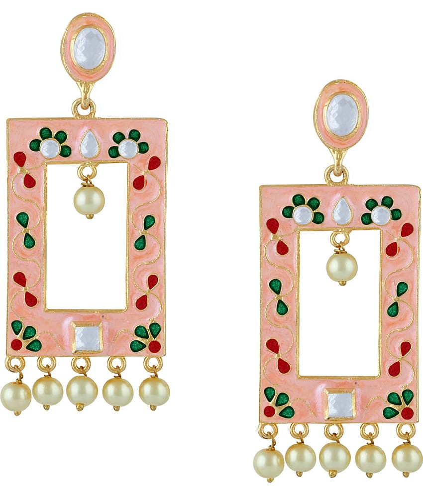 Spargz Meenakari Festive Gold Plated AD Stone & Pearl Dangle Earring For Women AIER_1712