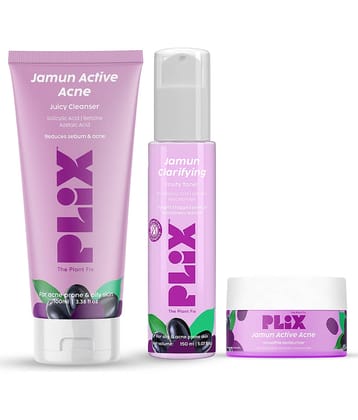 Plix Jamun Active Acne Regime with Toner, Cleanser & Moisturizer to Reduce Active Acne(Pack of 3)