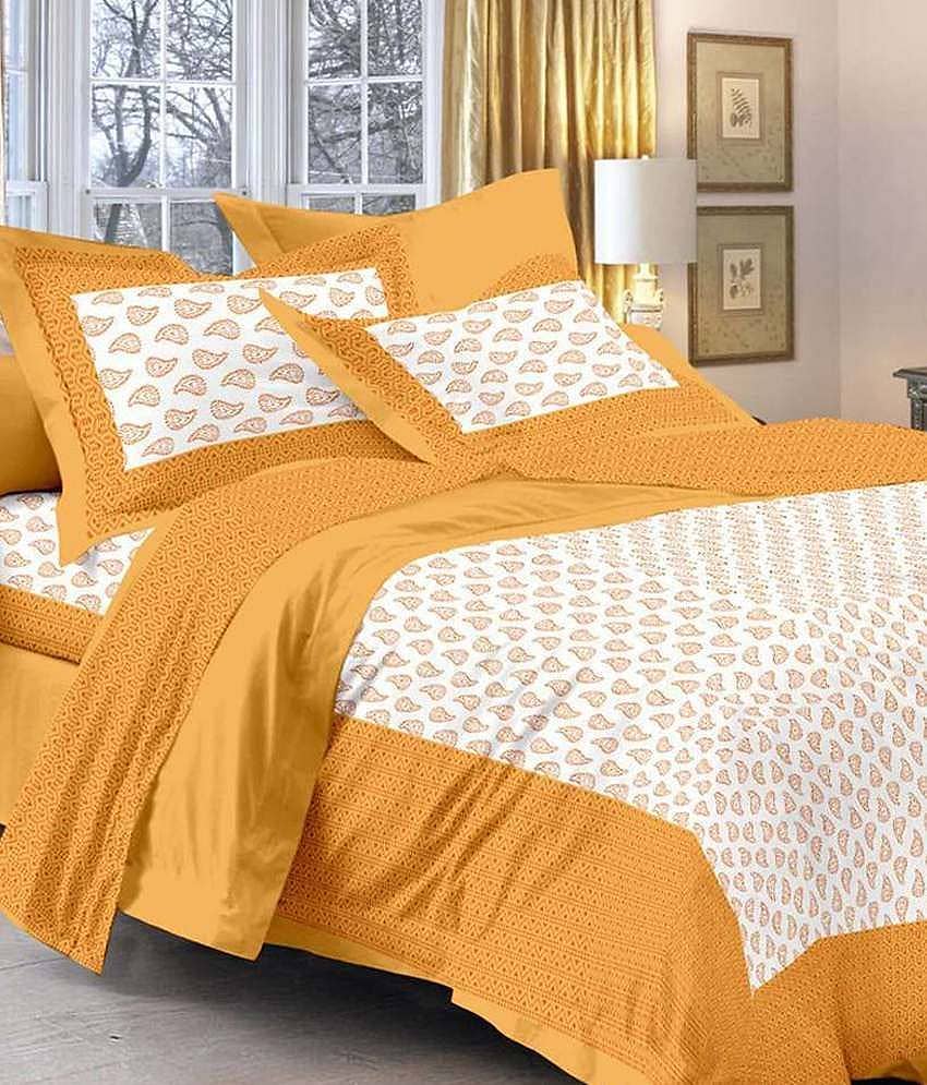 Uniqchoice Cotton King Bedsheet ( Yellow )