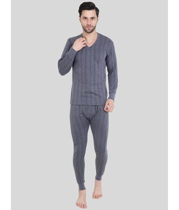 Zeffit Pack of 1 Cotton Thermal Sets For Men's ( Navy Blue )