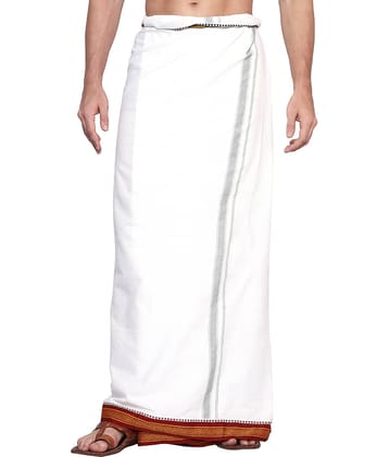 GOWRI TEX Cotton Men's Dhoti White ( Pack of 1 )