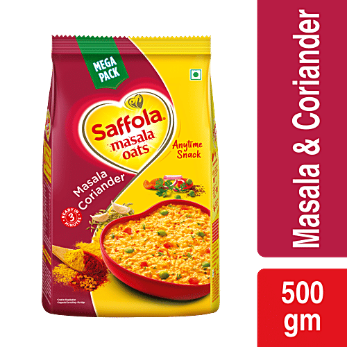 Saffola Oats - Tasty Evening Snack, Fibre Rich, Masala & Coriander, 500 g