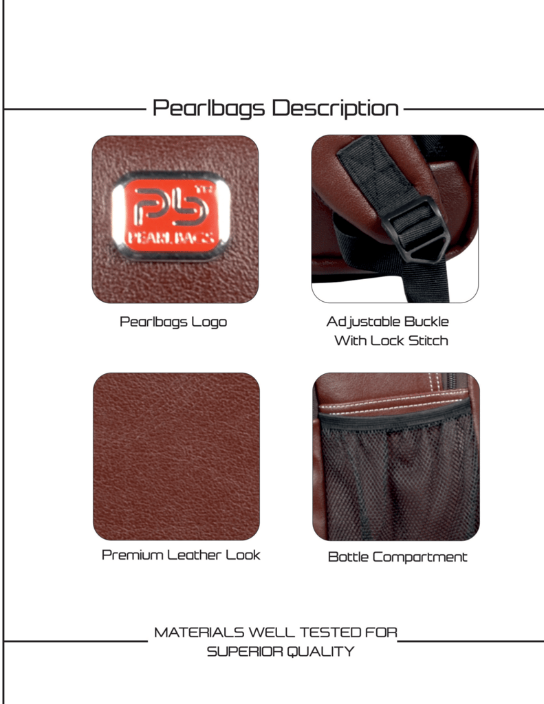 PB Pearlbags 824F Casual Leather Laptop Backpack 30L