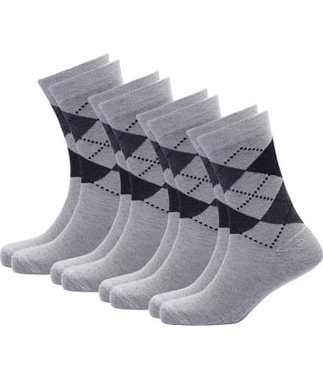 WILDSTUFF - Cotton Men's Argyle Light Grey Mid Length Socks ( Pack of 4 )
