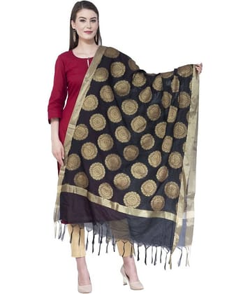 A R Silk Black Silk Zari Work Dupatta